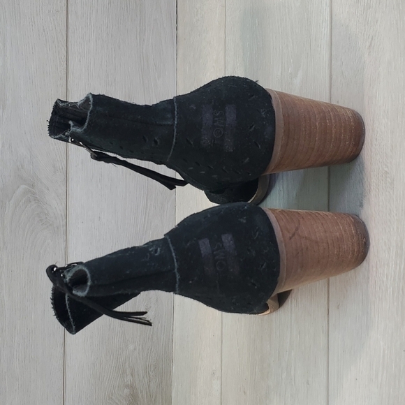 Toms Women Majorka Desert Peep Toe  Ankle Suede Heels Shoes sandals sz 10 - Picture 6 of 14